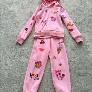 Lola + The Boys Pink Graphic Hoodie and Joggers